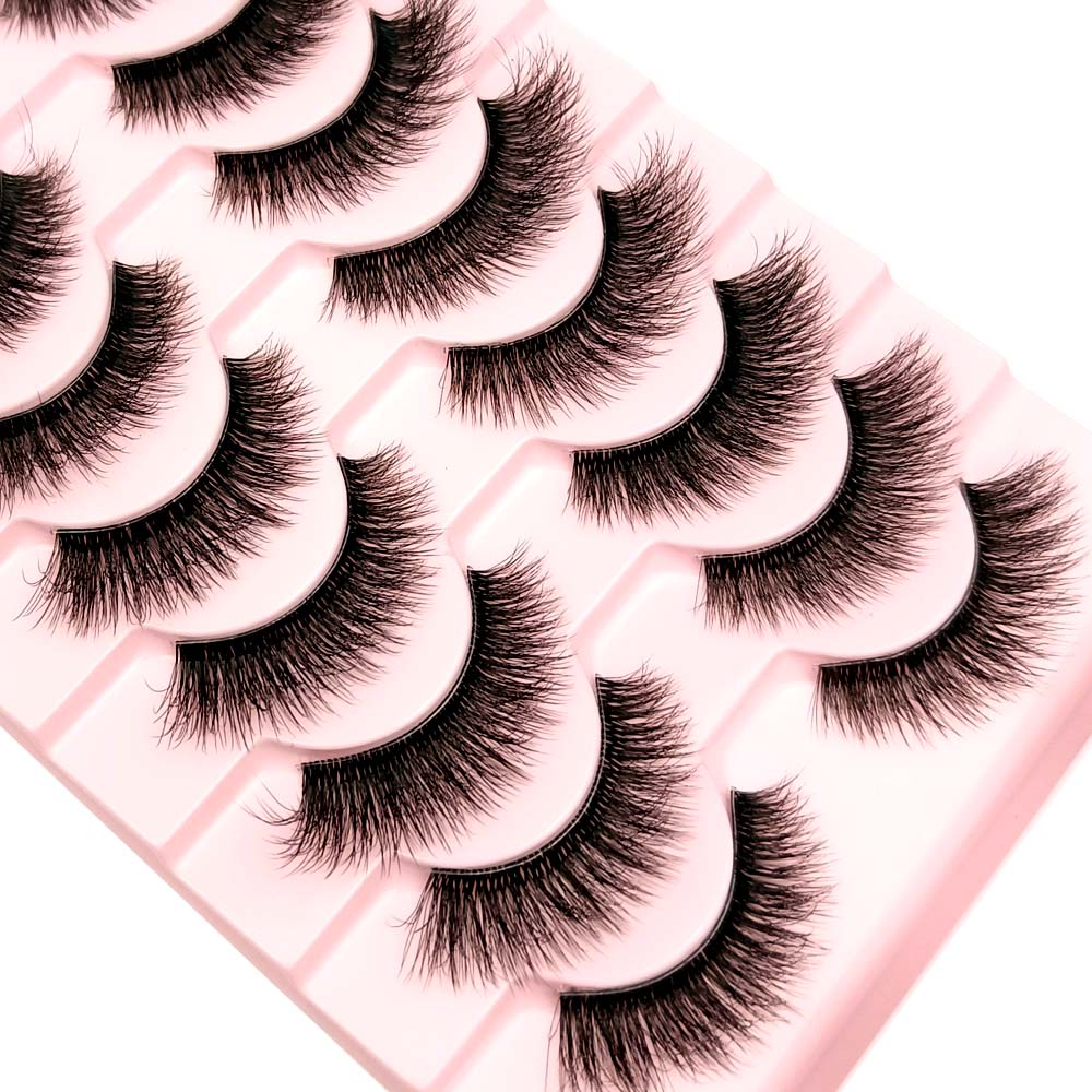 10 Pairs3D Mink Invisible Lash Handmade Crisscross Eyelashes Clear Band Soft Strip Eyelash Natural Long Wispy False Lashes