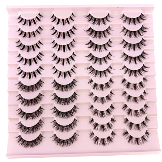 20Pairs Eyelashes Bundles Lashes Natural Wispy False Eyelash Lashes Manga Lashes Invisible Band Soft Natural Eyelashes Extension