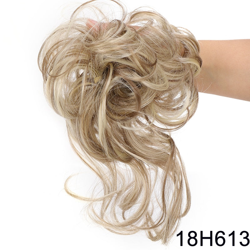 Synthetic Messy Chignon Scrunchies Natural Curly Hair Bun Pieces Fake False Hairpieces For Women Ponytail Extensions