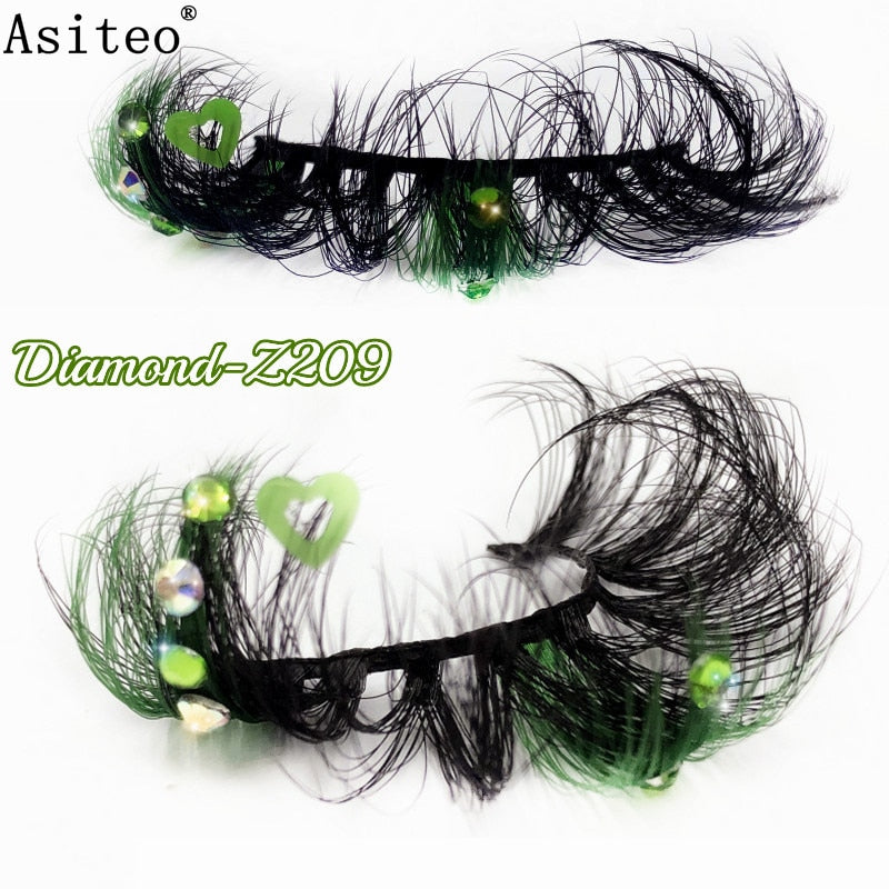 20MM Faux Mink Color Diamond Butterfly Flower Eyelashes Fluffy Wispy Thick Blue Pink Red Bulk False Lashes