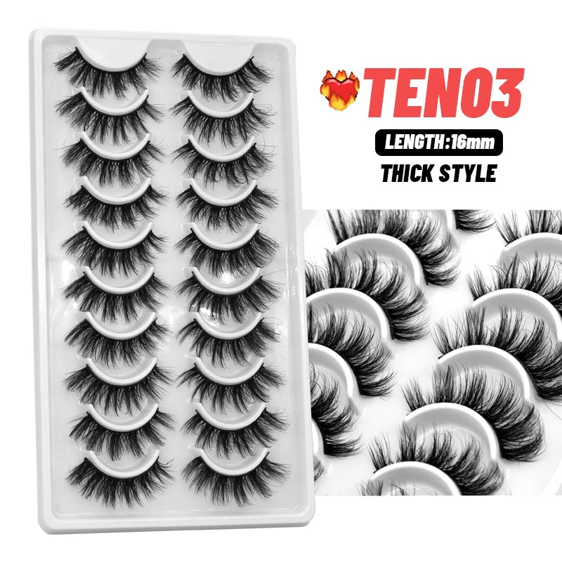 5/7/10 pairs False Eyelashes Mink Lashes Faux Fluffy Lash Soft Full Thick Wispy Eye Lashes