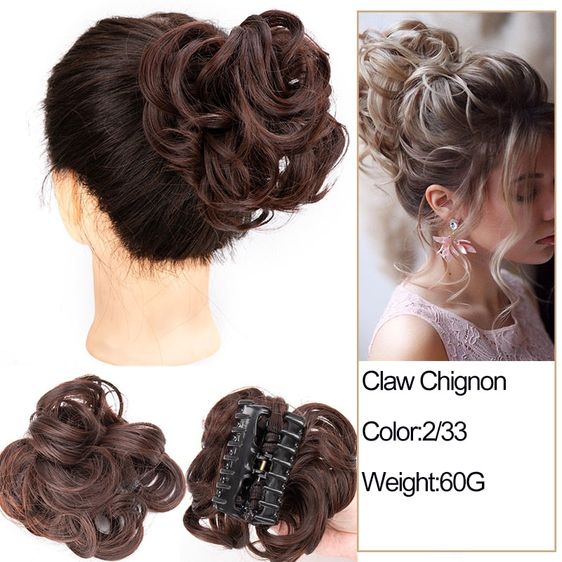 Synthetic Messy Chignon Scrunchies Natural Curly Hair Bun Pieces Fake False Hairpieces For Women Ponytail Extensions
