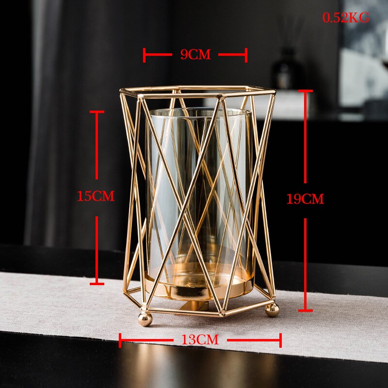 European Metal Crystal Candle Lantern Gold Candle Holders Wedding Center Table Candlesticks Parties Home Decor