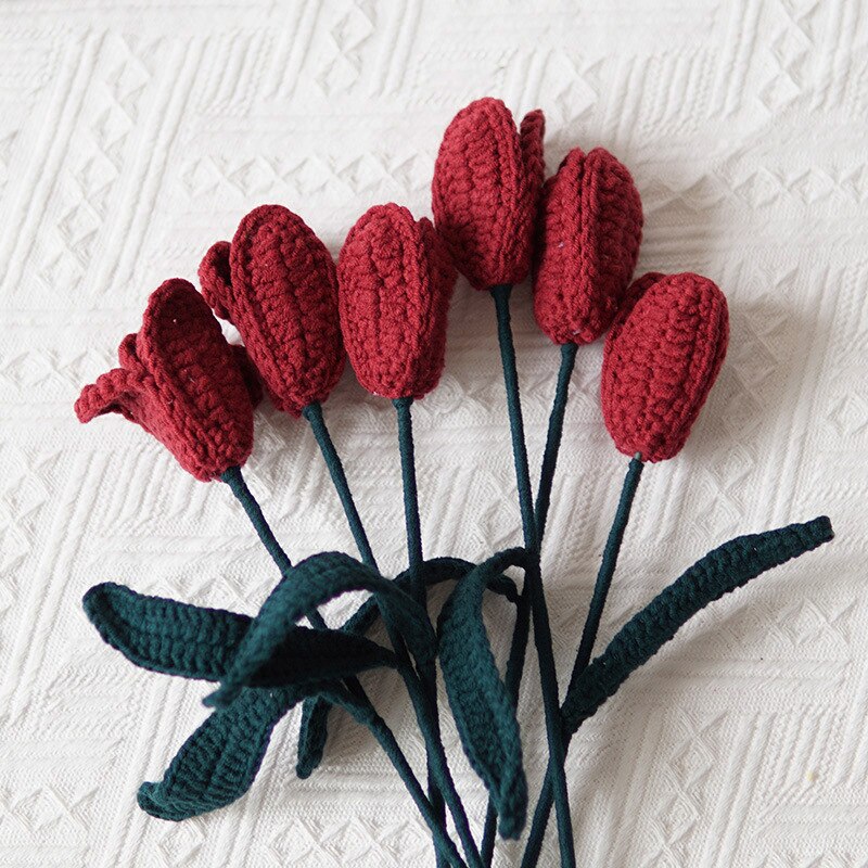 knitting Rose Flower Daisy Bouquet Sunflower Hand-Knitted Fake Flower knit flower Home Creative Decorate Gift