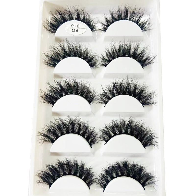 5 Pairs Handmade 3d mink lashes short False Eyelashes Dense Natural Long Messy Eye Lashes Reusable Stage False Eyelashes