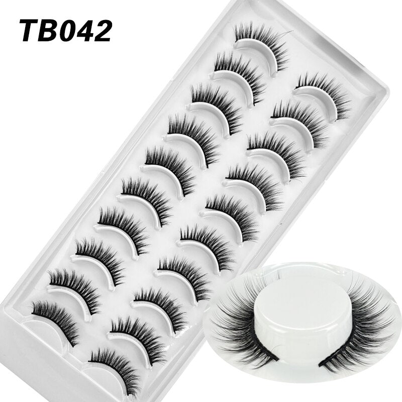 10 Pairs Natural 3d Faux Mink False Eyelashes Dense Curls Slim Short Lashes Cosplay Dramatic Eyelashes