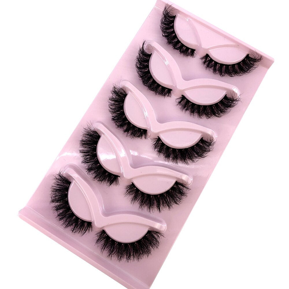 False Eyelashes Cat Eye Wispy end elongated Thick Mink Lashes Fluffy Short Natural Fake Lashes 5 Pairs
