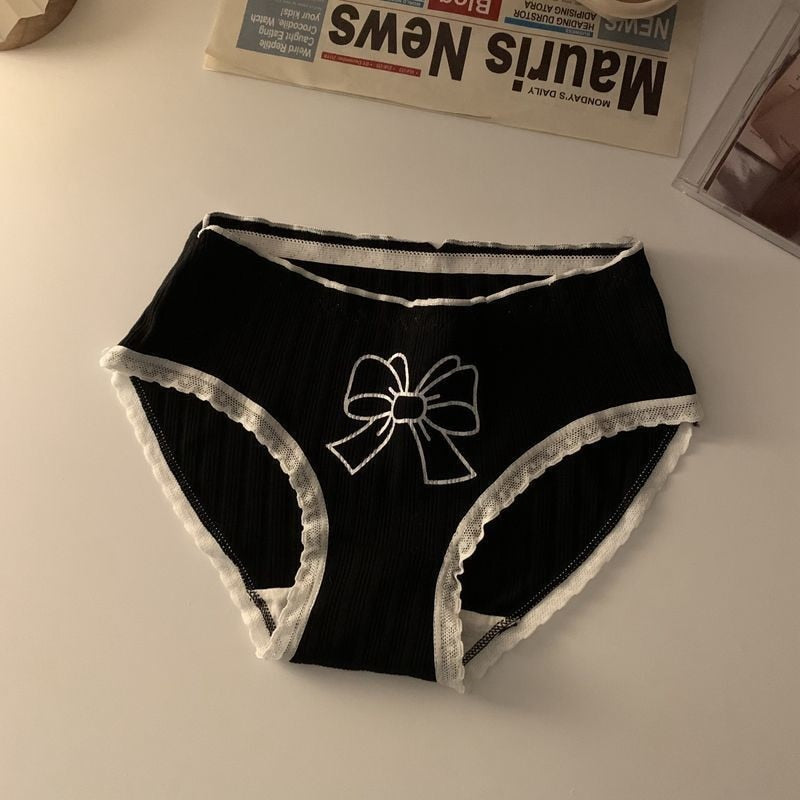 Lolita Girls Bow-knot Cotton Underwear Japanese Ladies Cute Antibacterial Mid-waist Briefs Sexy Lingerie