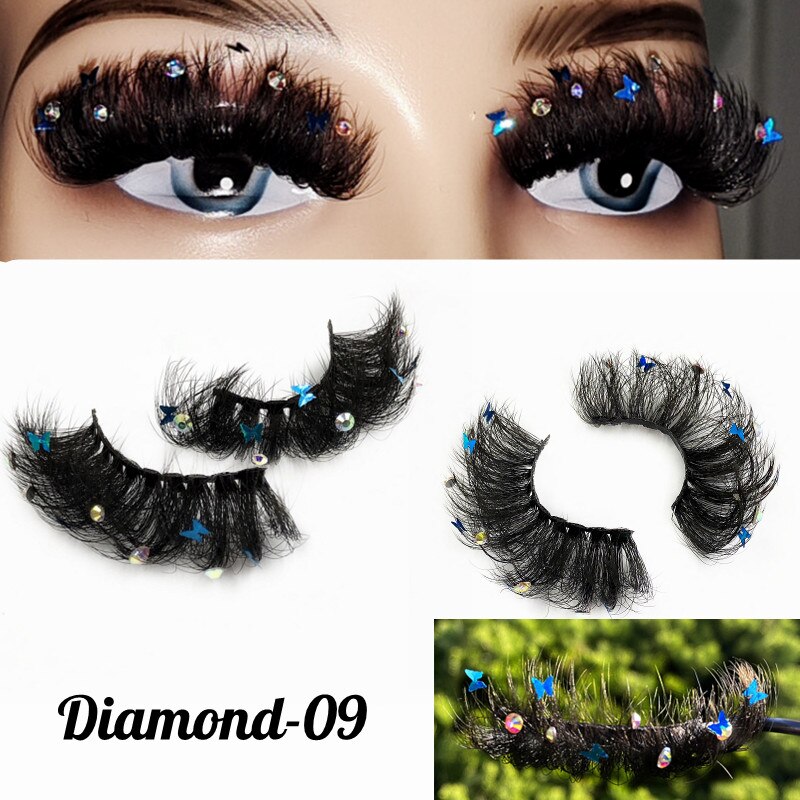 Colored Diamond Glitter 8D False Eyelashes Color Sequin Fuax Mink Lashes Natural Long Stage Colorful Rainbow eyelashes