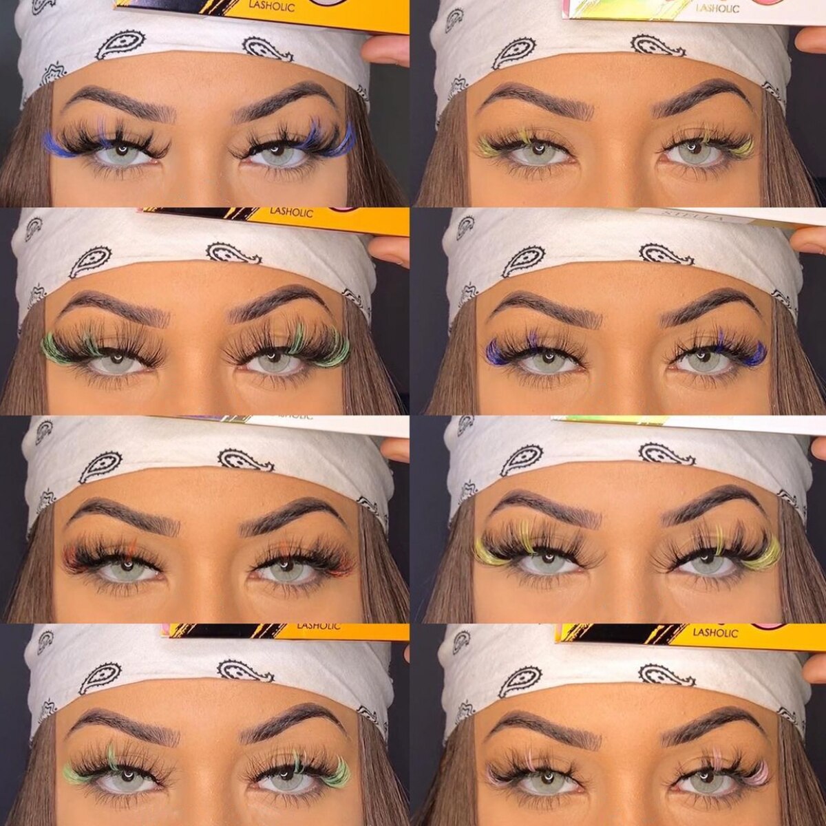5/8pairs Colored Eyelashes Wispy Mink Lashes Natural Fluffy Cat Eye Lashes Strip 5D False Eyelashes