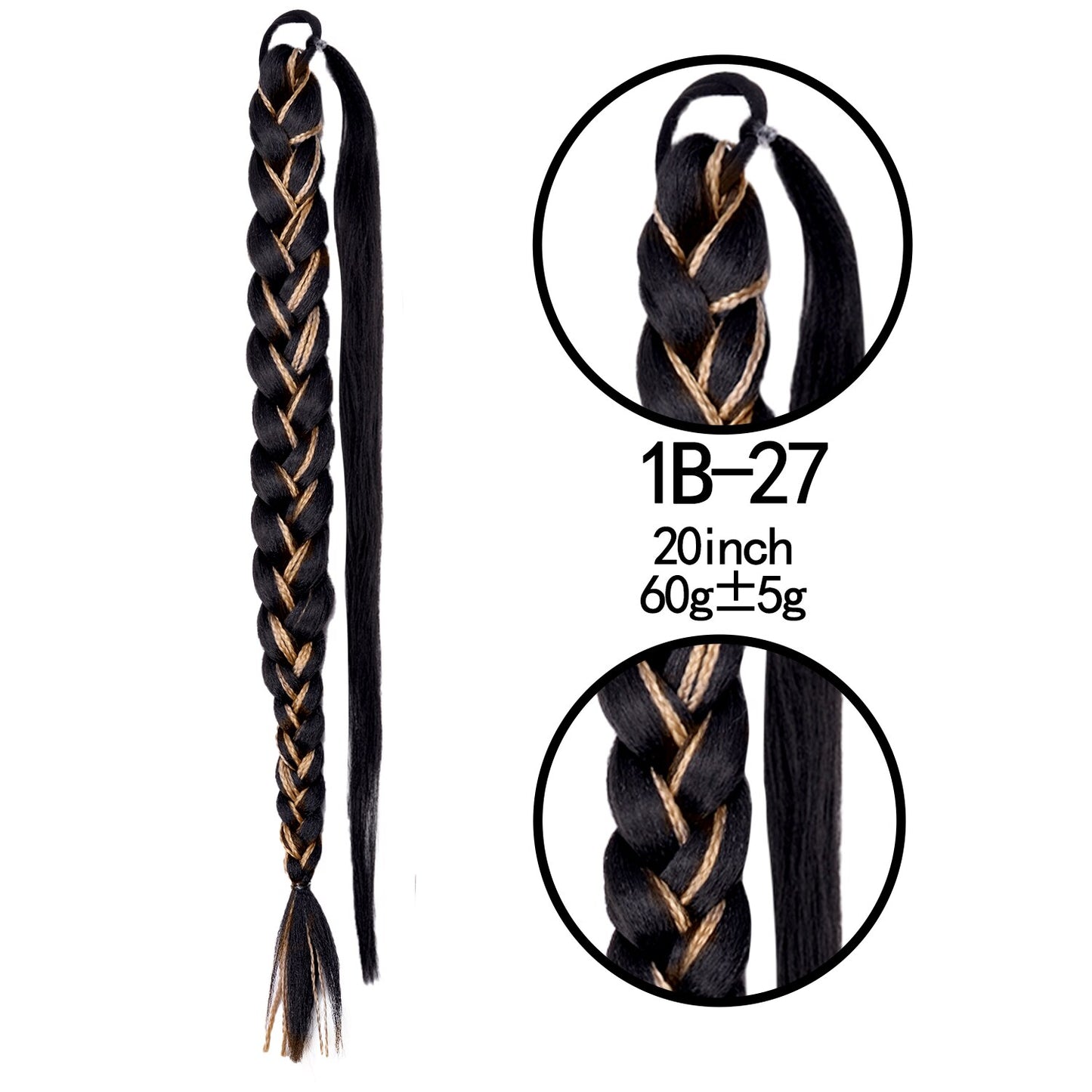 Synthetic Heat Resistant Braided Fishtail Fishbone Drawstring Ponytail Hairpiece Blonde Hair Extensions For Woman