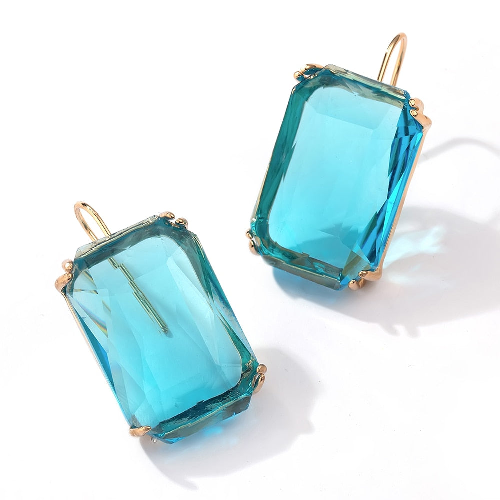 Transparent Resin Pendant Hanging Earring Bohemia Trendy Geometric Square Acrylic Drop Dangle Earrings Jewelry