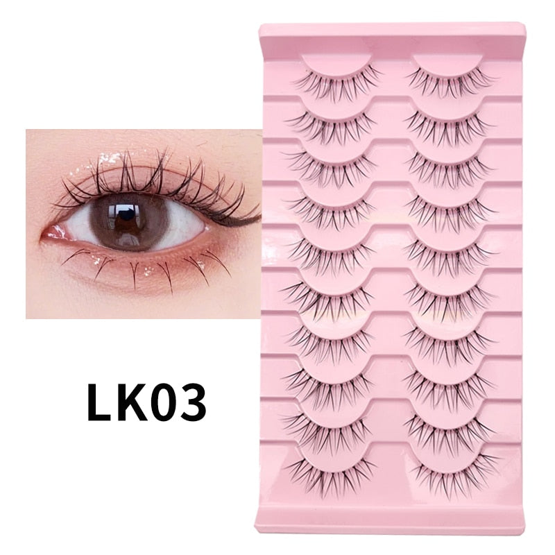 10Pairs Natural Fake Eyelashes Russian False Eyelashes Fluffy Eyelashes Korean