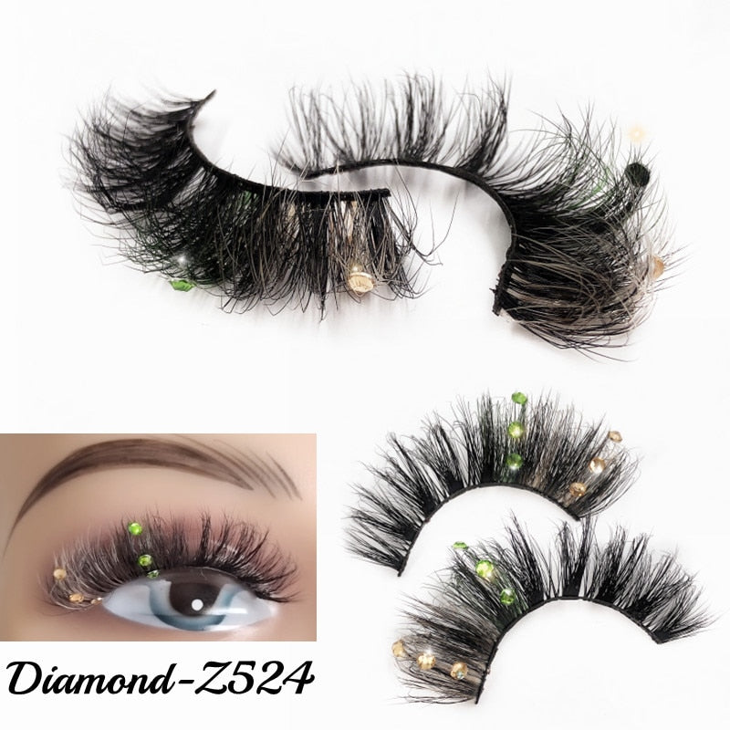 20MM Faux Mink Color Diamond Butterfly Flower Eyelashes Fluffy Wispy Thick Blue Pink Red Bulk False Lashes