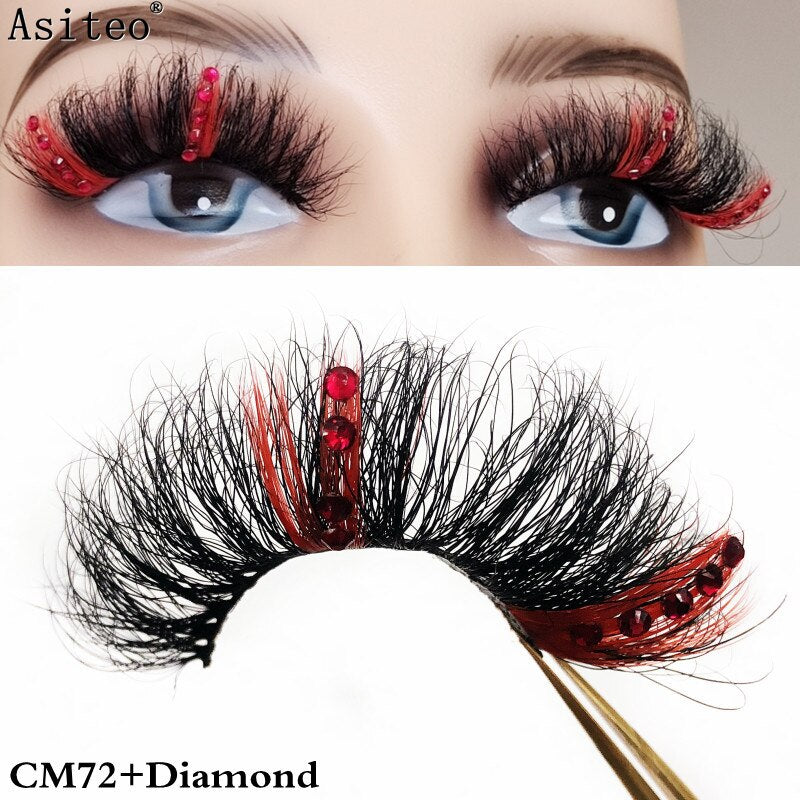 25mm Fluffy Diamond Ombre Colored Mink Lashes 5D Natural Volume Colorful Vegan Eyelashes Makeup