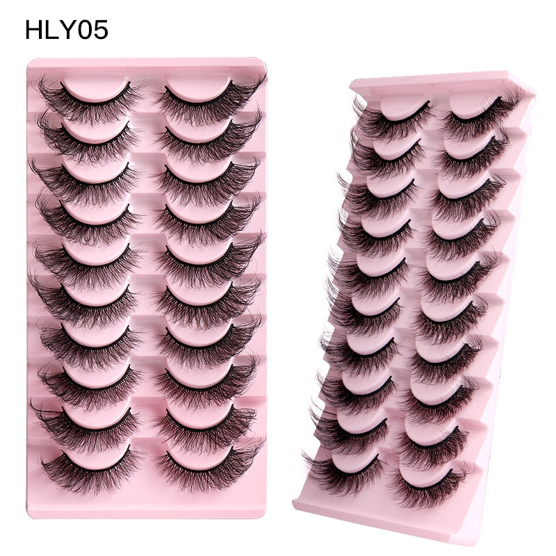 Cat Eye Lashes 10 Pairs Natural Fluffy Messy False Eyelashes Dramatic Tapered Foxy Faux Mink Lashes Cils