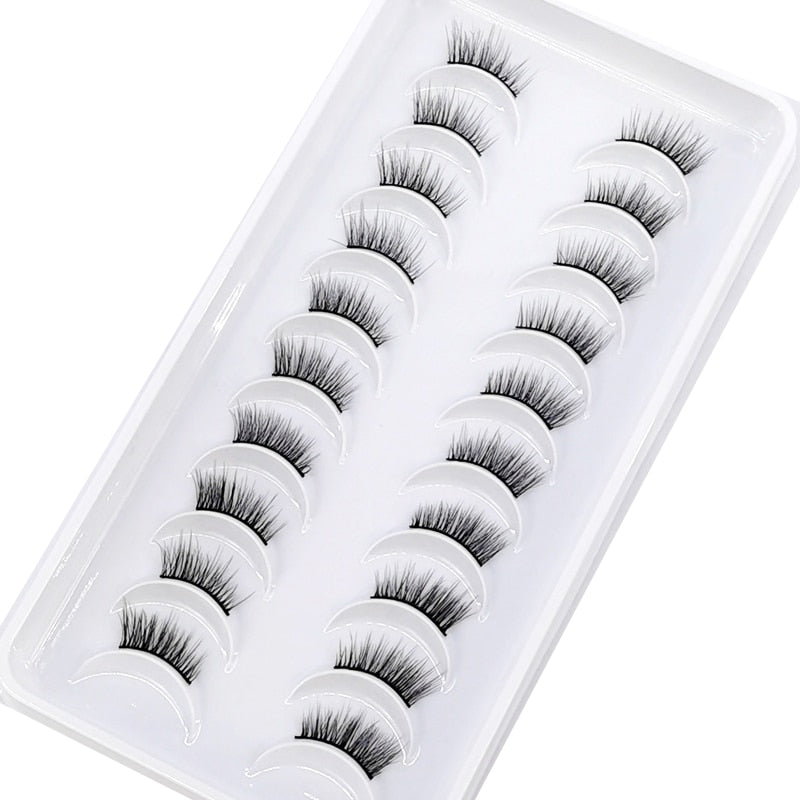 10 Pairs Crisscross Half Eye Lashes Natural False Eyelashes Handmade Faux 3D Mink Lashes Eyelash Extension