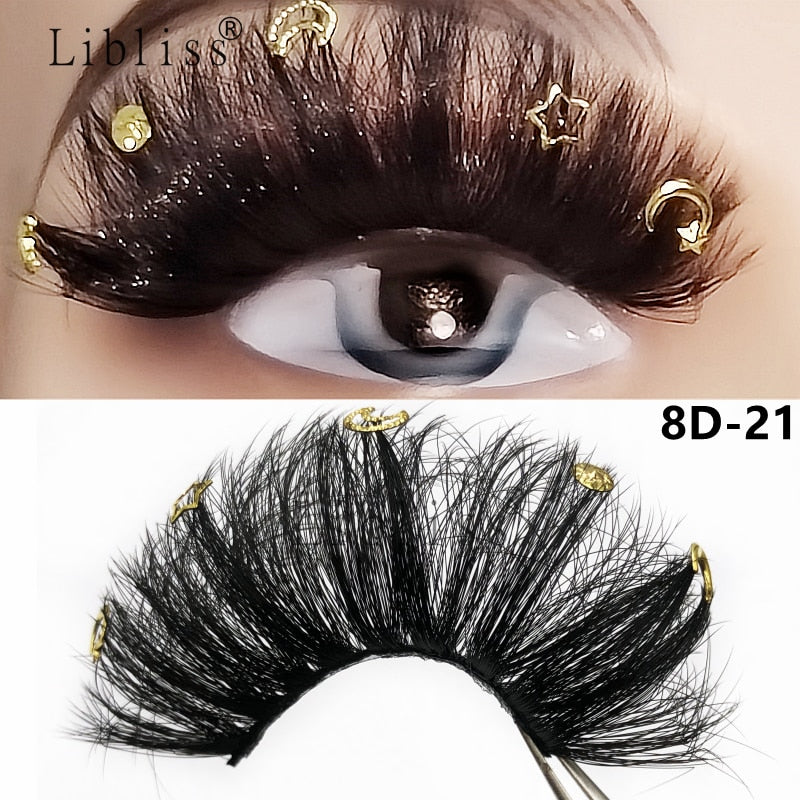 Natural/Long Glitter Shimmery Butterfly Eyelashes 25mm HandMade Full Strip Faux Mink Lashes With Butterflies