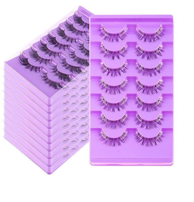 Cat Eye Lashes 7 Pairs Natural Fluffy Messy False Eyelashes Dramatic Invisible Band Foxy Faux Mink Lashes Faux Cils