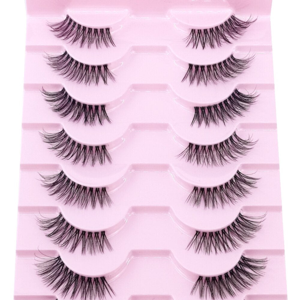 10Pairs Transparent Band Lashes Natural Long 3D Faux Mink False Eyelashes Handmade Fluffy Volume Eye Lash Cilios