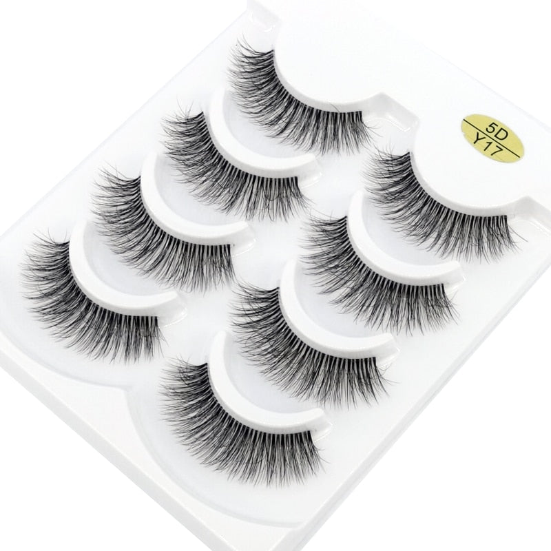 4 pairs 3D mink lashes natural long invisible thin band fake lashes curl transparent soft eyelashes