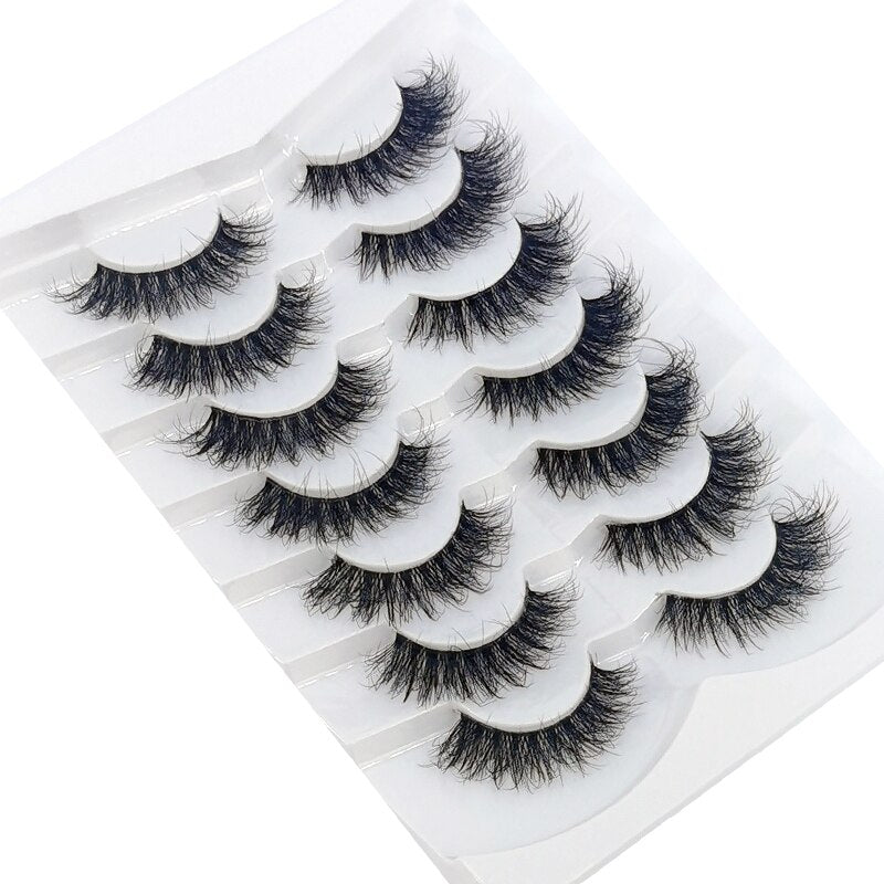 4/7 Pairs 3D Mink Lashes Natural Long Full Strip Lashes Transparent Short Mink EyeLashes Style False Eyelashes