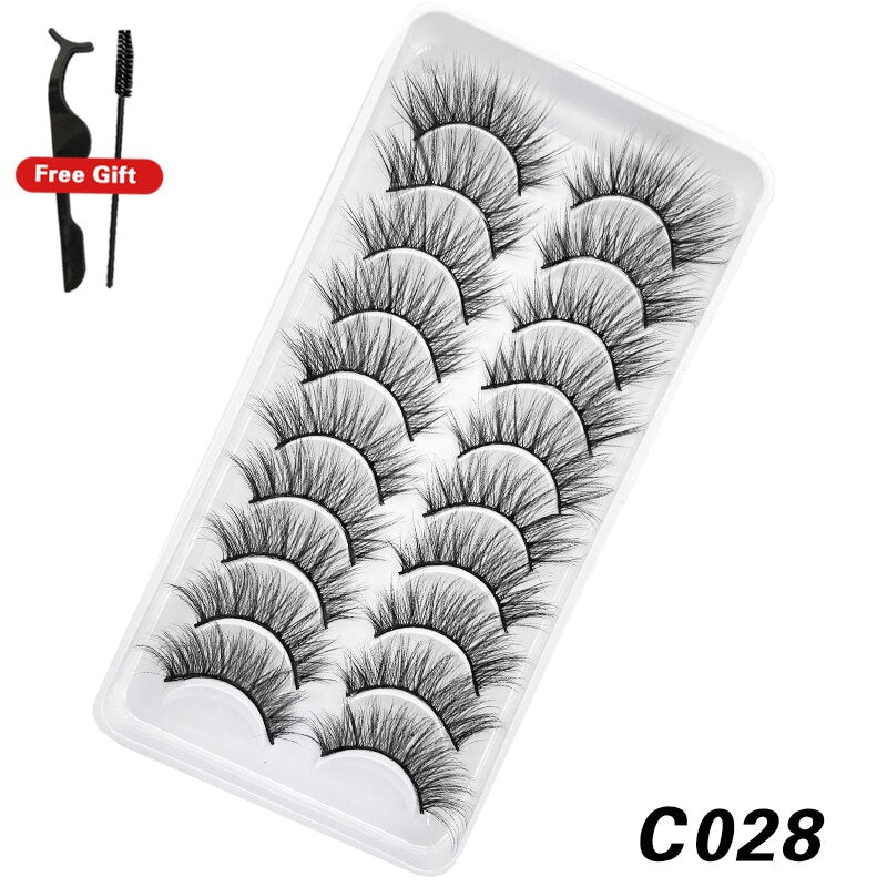 10Pairs 3D Faux Mink Lashes Natural Long Short Full Strip Lashes Soft Plump Eyelashes Extension