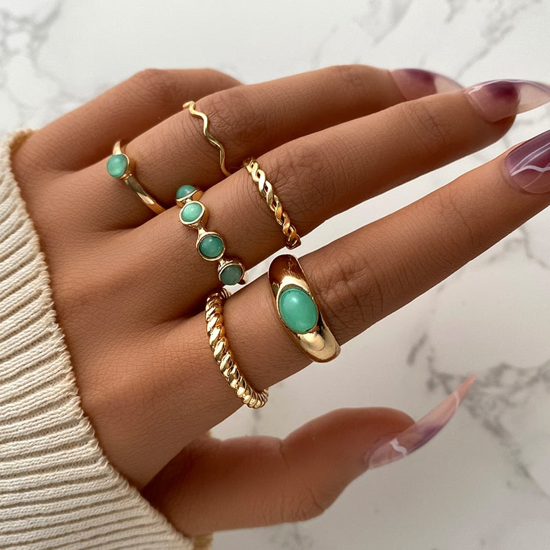 Boho Gold Color 22pcs Heart Rings Set For Women Vintage Geometric Cross Pearl Butterfly Finger Ring Women Jewelry