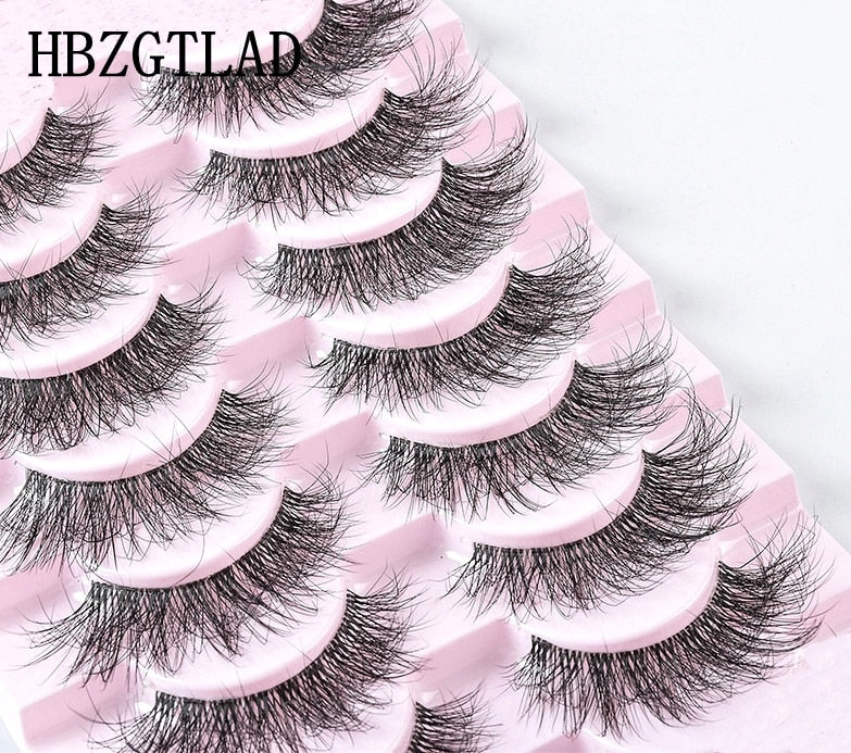 4/7 Pairs 3D Mink Lashes Natural Long Full Strip Lashes Transparent Short Mink EyeLashes Style False Eyelashes