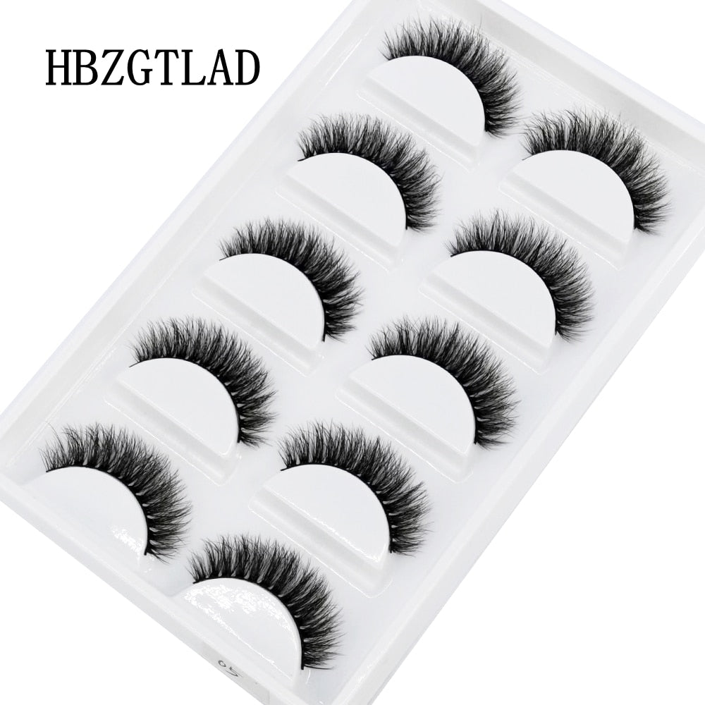5 Pairs Handmade 3d mink lashes short False Eyelashes Dense Natural Long Messy Eye Lashes Reusable Stage False Eyelashes