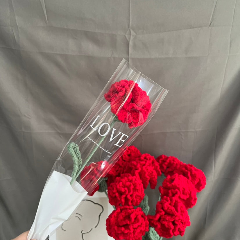 knitting Rose Flower Daisy Bouquet Sunflower Hand-Knitted Fake Flower knit flower Home Creative Decorate Gift