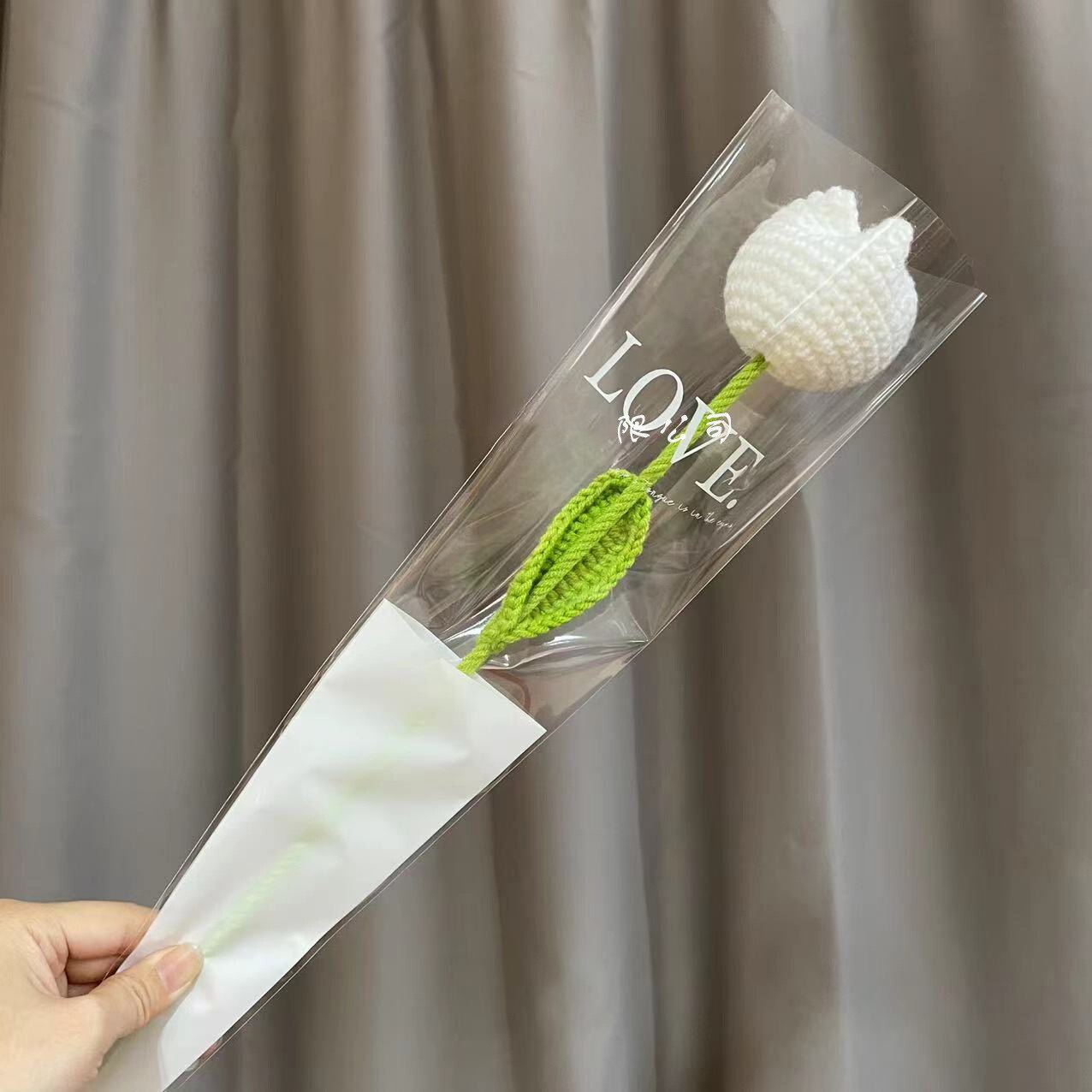 10pcs Hand-knitted Yarn Crochet Sunflower Bouquet Handmade Daisy Tulip Rose Decorative Home Creative Decorate