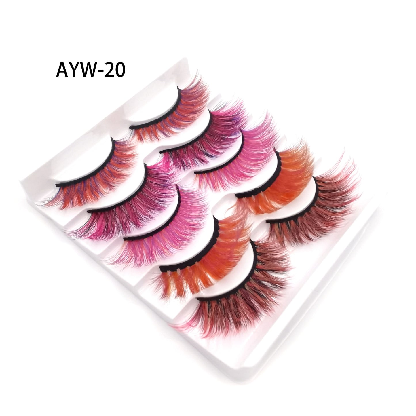 5 Pairs 3D White Mink Lashes Natural Long Thick Fluffy Colorful False Eyelashes Lash Extension