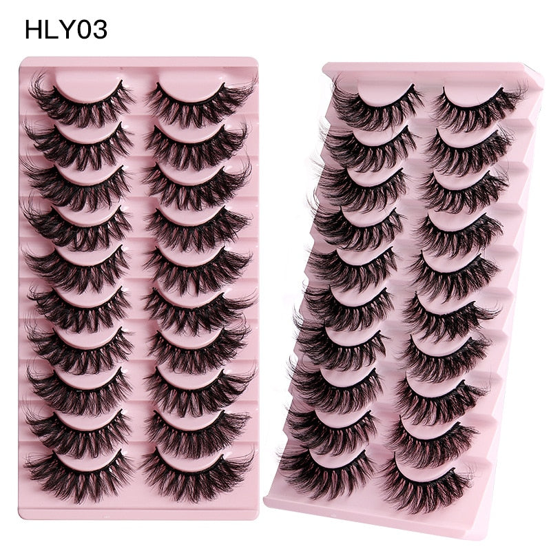 Cat Eye Lashes 10 Pairs Natural Fluffy Messy False Eyelashes Dramatic Tapered Foxy Faux Mink Lashes Cils