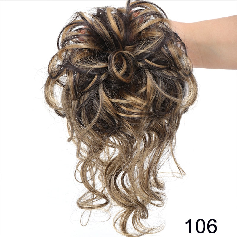 Synthetic Messy Chignon Scrunchies Natural Curly Hair Bun Pieces Fake False Hairpieces For Women Ponytail Extensions