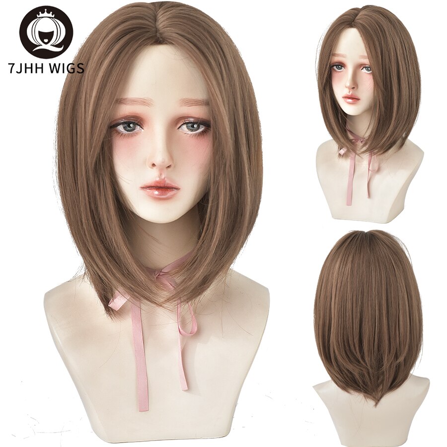 WIGS Black Short Bob Wig for Girl Daily Wear Synthetic Wig Natural Supple Summer Heat resistant Wig With Bangs