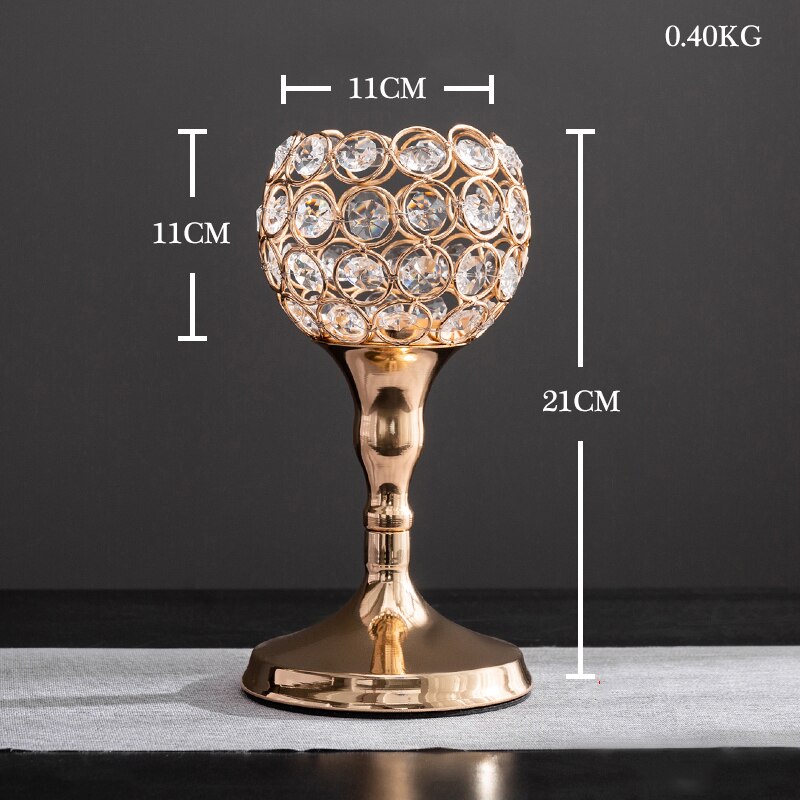 European Metal Crystal Candle Lantern Gold Candle Holders Wedding Center Table Candlesticks Parties Home Decor