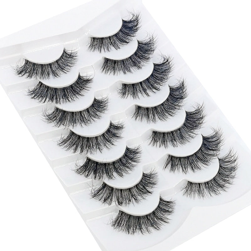 4/7 Pairs 3D Mink Lashes Natural Long Full Strip Lashes Transparent Short Mink EyeLashes Style False Eyelashes