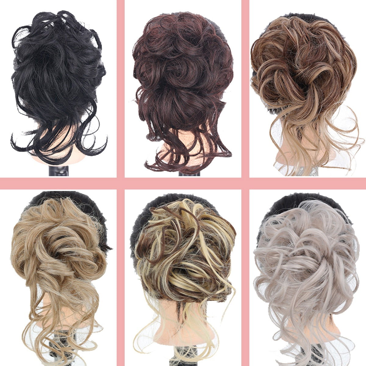 Synthetic Hair Bun Messy Scrunchies Hairpiece Accessories Claw Clip Chignon Curly Fake Hair Elastic Hair Band for Women
