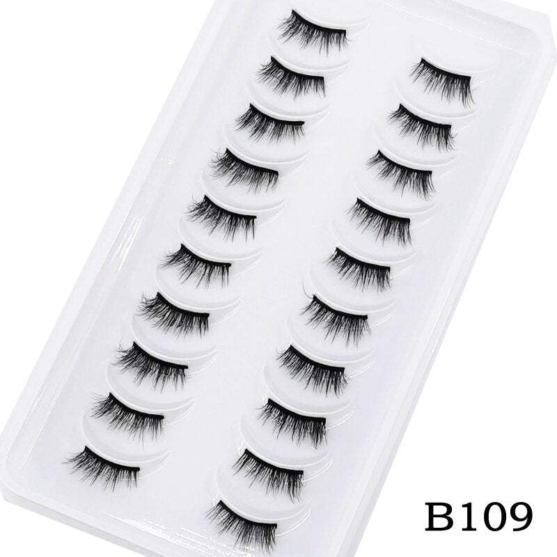 10 Pairs Crisscross Half Eye Lashes Natural False Eyelashes Handmade Faux 3D Mink Lashes Eyelash Extension