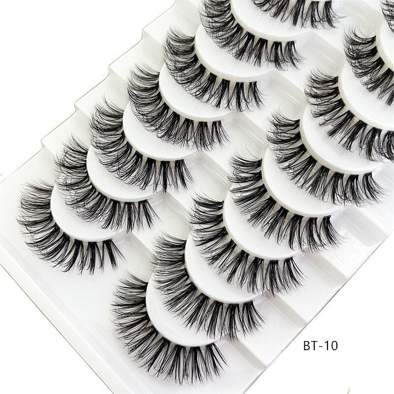 Invisible band Lashes 10 Pairs 3D Faux Mink Lashes Natural short Transparent Terrier Lashes Clear Band Soft Eyelashes Extension