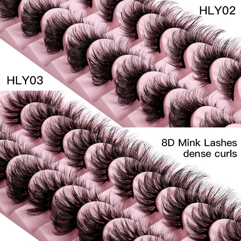 Cat Eye Lashes 10 Pairs Natural Fluffy Messy False Eyelashes Dramatic Tapered Foxy Faux Mink Lashes Cils