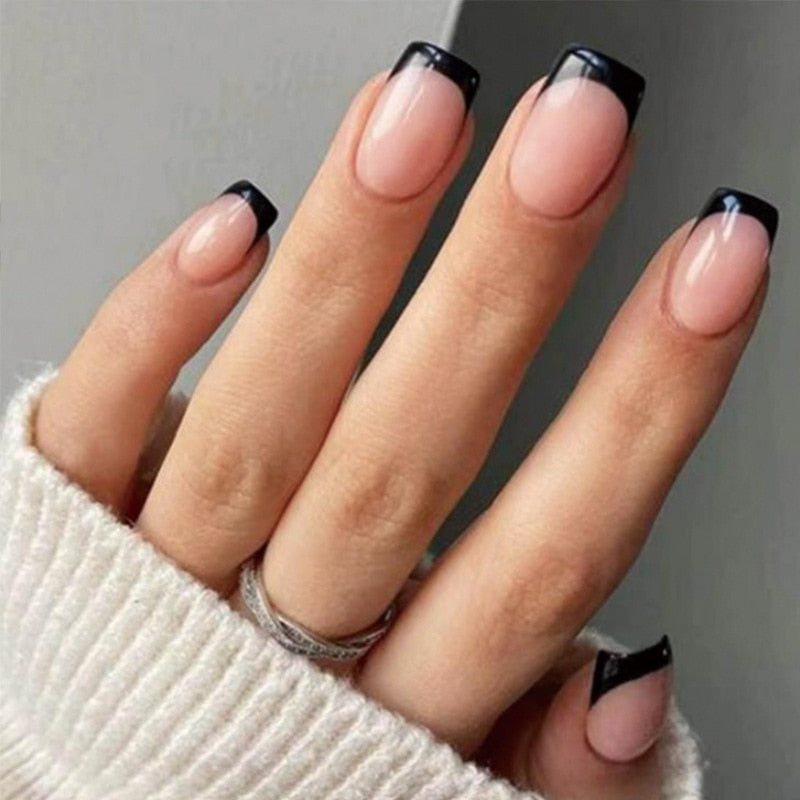 24Pcs Wearable False Nails with glue Long Ballerina Pink Press On Nails French Full Cover Coffin Fake Nails tip with rhinestones