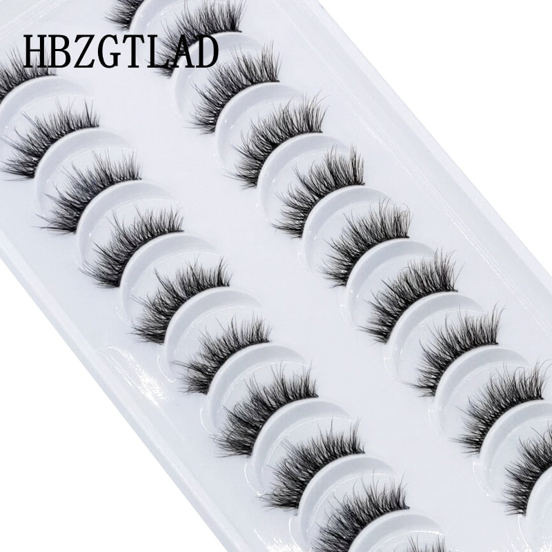 10 Pairs Mink Eyelashes Clear Band Eye Lashes Crisscross Transparent Band False Eyelashes Handmade Dramatic Lashes Upper Lashes