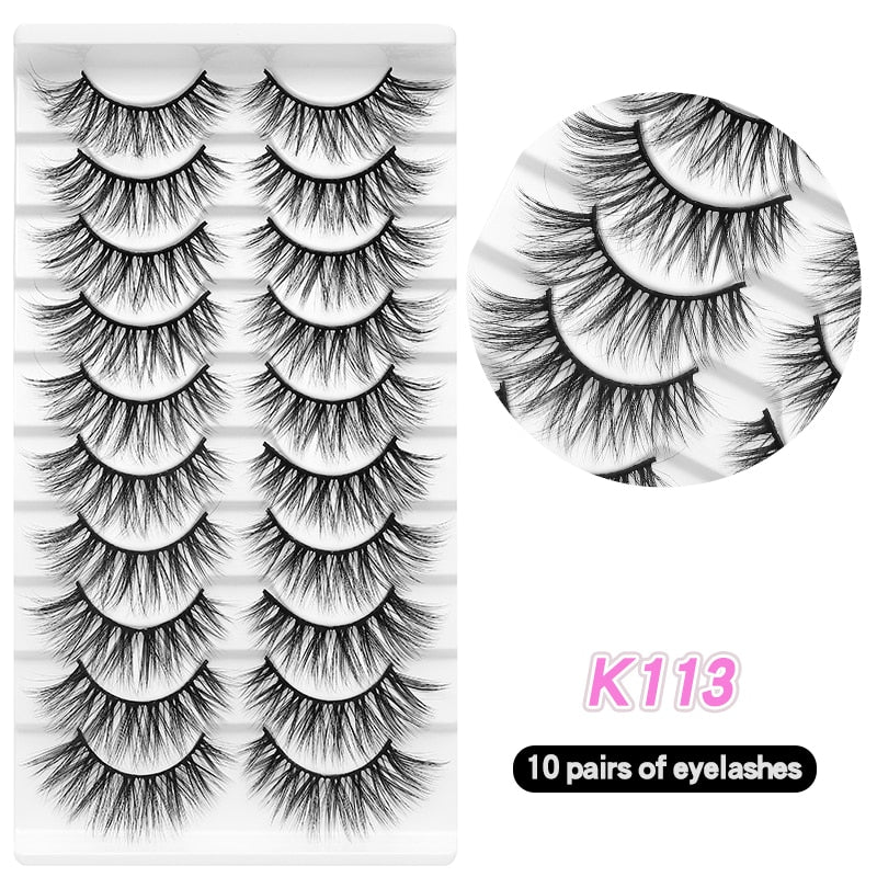 10Pairs Eyelashes Natural Long False Eyelashes Bulk Extension Individual Mink Lashes