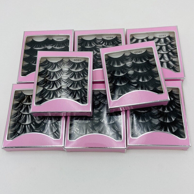 5 Pairs Mink Hair Lashes 25mm 5D Fluffy Soft Fals Eyelashes Natural Long Thick Eyelash extension Reusable Fake Lash