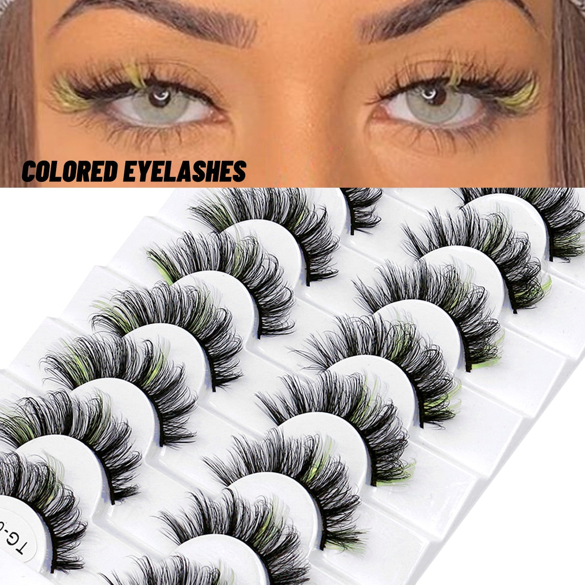 5/8pairs Colored Eyelashes Wispy Mink Lashes Natural Fluffy Cat Eye Lashes Strip 5D False Eyelashes