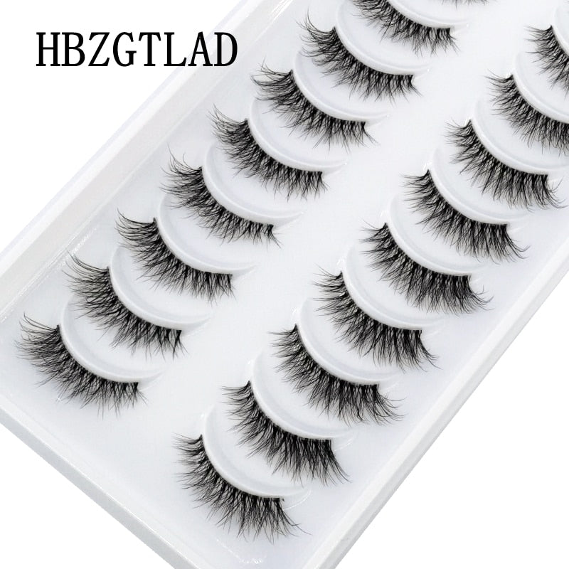 10 Pairs Mink Eyelashes Clear Band Eye Lashes Crisscross Transparent Band False Eyelashes Handmade Dramatic Lashes Upper Lashes