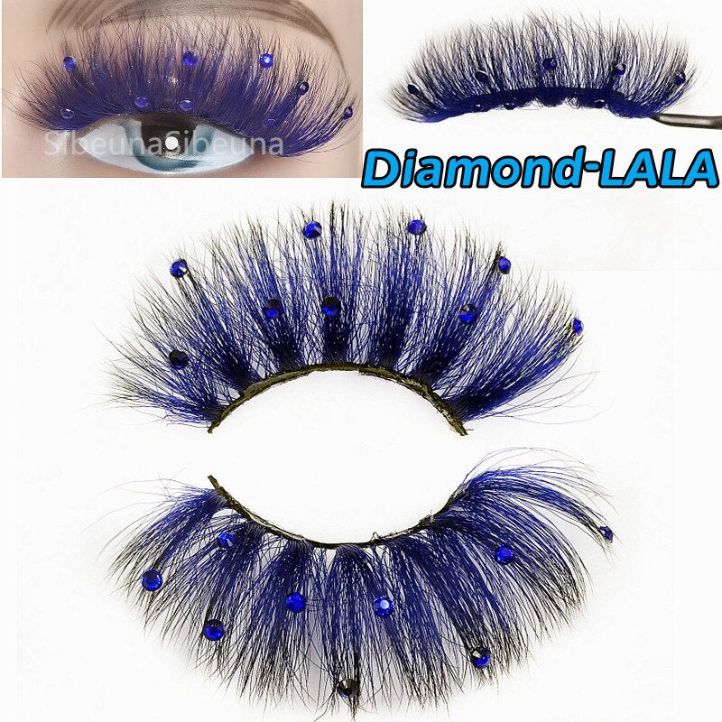 Colored Diamond Glitter 8D False Eyelashes Color Sequin Fuax Mink Lashes Natural Long Stage Colorful Rainbow eyelashes