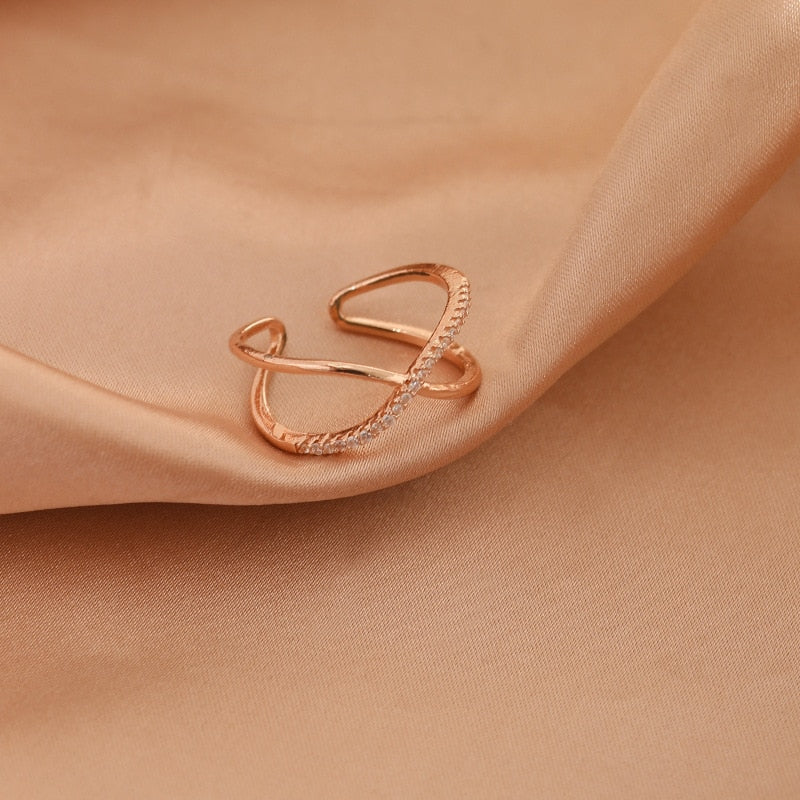 Luxury Gold Color Pearl Zircon Rings Vintage Sexy Open Joint Elegant